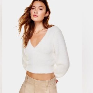sunday best cropped oversized long sleeve fuzzy sweater